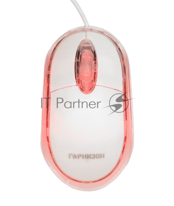 Мышь проводная Гарнизон GM-100W белый, 1000 dpi, USB, кнопки - 3