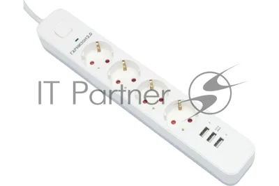 Сетевой фильтр Гарнизон 2.0 Мультипорт EPS-4-U3-W-4, 4 р, 10А, 3xUSB, 4 м, ур.защиты 2+, белый, пакет