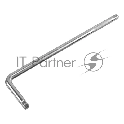 Вороток Г-образный Denzel 375x100 мм, квадрат 1/2", CrV, матовый хром
