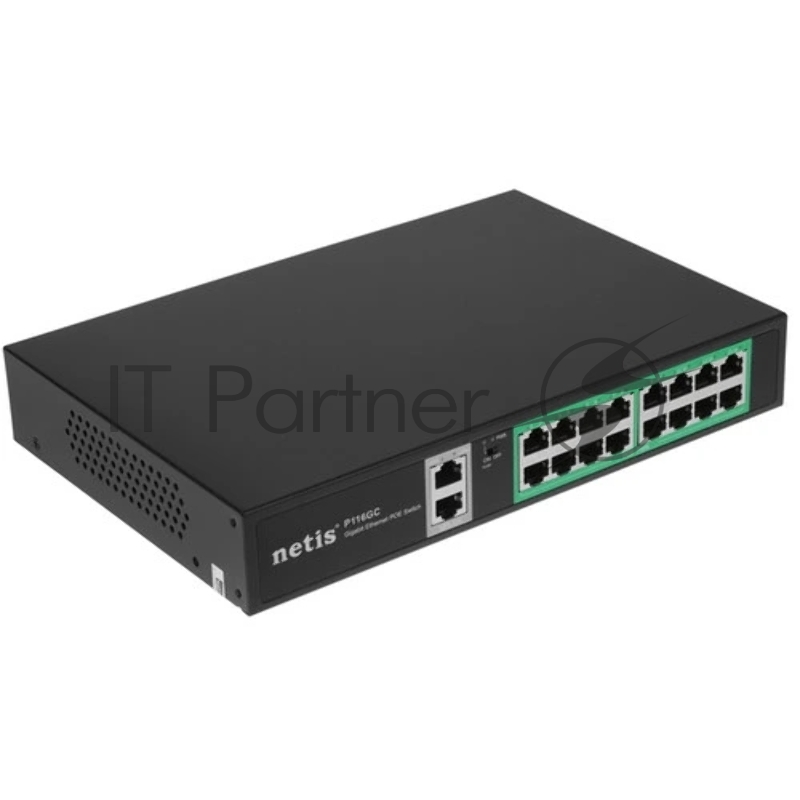 Коммутатор Netis P116GC, 16×1 Гбит/с PoE + 2×1 Гбит/с Uplink, неуправляемый