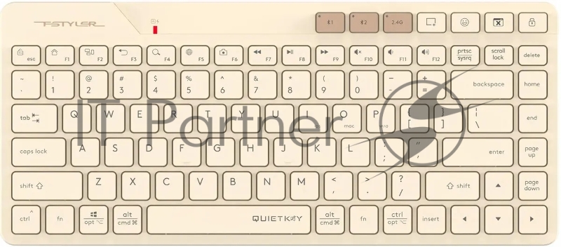 Клавиатура беспроводная A4Tech Fstyler FBK26C AS, USB, Bluetooth/Радиоканал, бежевый