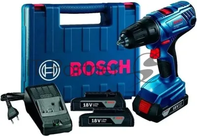 Дрель-шуруповерт Bosch GSB 180-LI, Аккумуляторная, 18В, 2 АКБ, Кейс