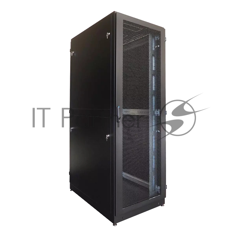 Шкаф серверный напольный 42U (800 1200) двойные перфорированные двери 2 шт., черный