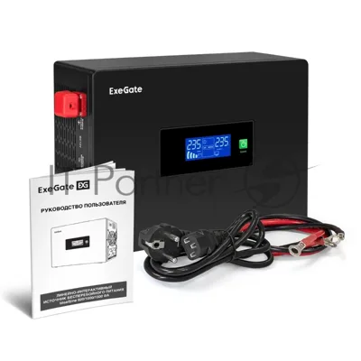 Комплект Источник бесперебойного питания EX295994RUS + батарея 40Aч EX282976RUS 2шт (инвертор, синус, для котла, PF=1, настенный) ExeGate IdealSine SR-1500.LCD.2SH  <1500VA/1500W, чистая синусоида, цветной LCD-дисплей, 2*Schuko, крепление настенное, черный> + батарея ExeGate DT 1240 (12В, 40А·ч) 2шт