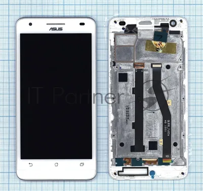 Дисплей для Asus ZenFone Go T500, белый с рамкой
