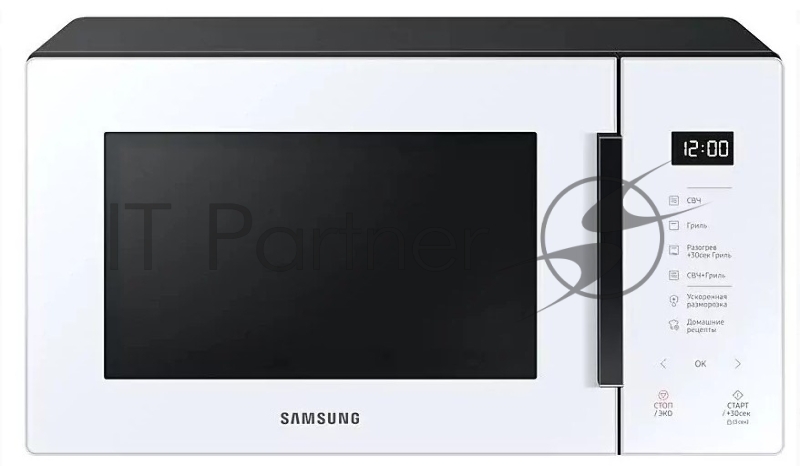 Микроволновая печь Samsung MG23T5018AW/BW белый, 23 л, 800 Вт, переключатели - сенсор