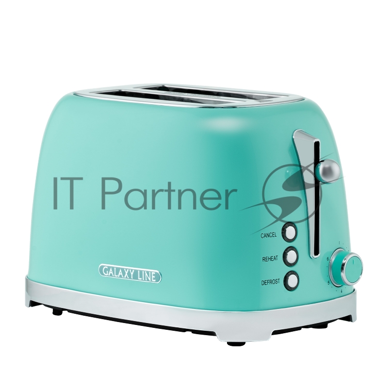 Тостер Galaxy Line GL 2917 бирюзовый, 900 Вт, 2 слота