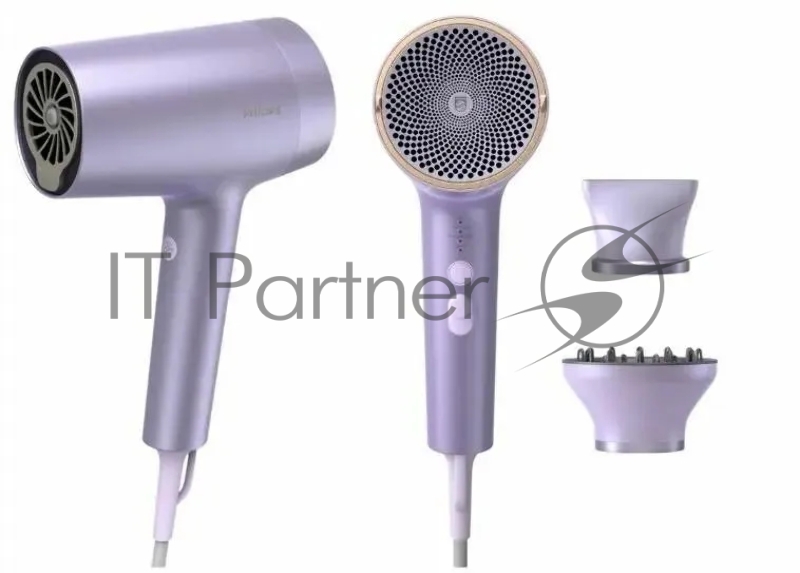 Фен Philips BHD720/10 фиолетовый, 1800 Вт, ионизация