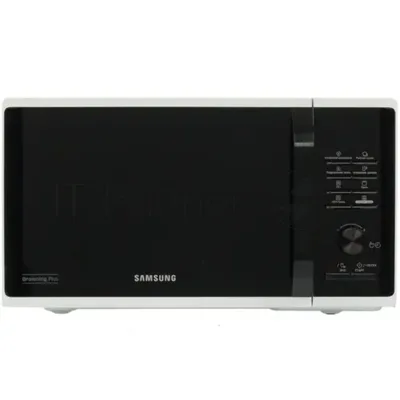 Микроволновая печь Samsung MG23K3515AW/BW белый/черный, 23 л, 800 Вт, переключатели - кнопки, поворотный механизм