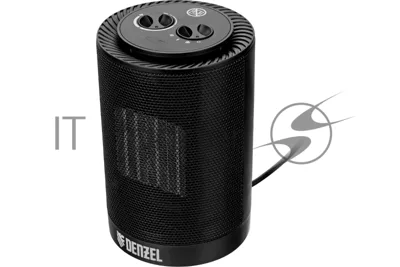 Тепловентилятор керамический Denzel DTFC-1200S, черный, 600/1200 Вт, 12 м2, 3 режима, термостат