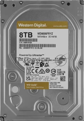 Жесткий диск WD SATA-III 8Tb Desktop Gold 512E (7200rpm) 256Mb 3.5"