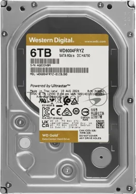Жесткий диск WD SATA-III 6Tb WD6004FRYZ Desktop Gold 512E (7200rpm) 256Mb 3.5"