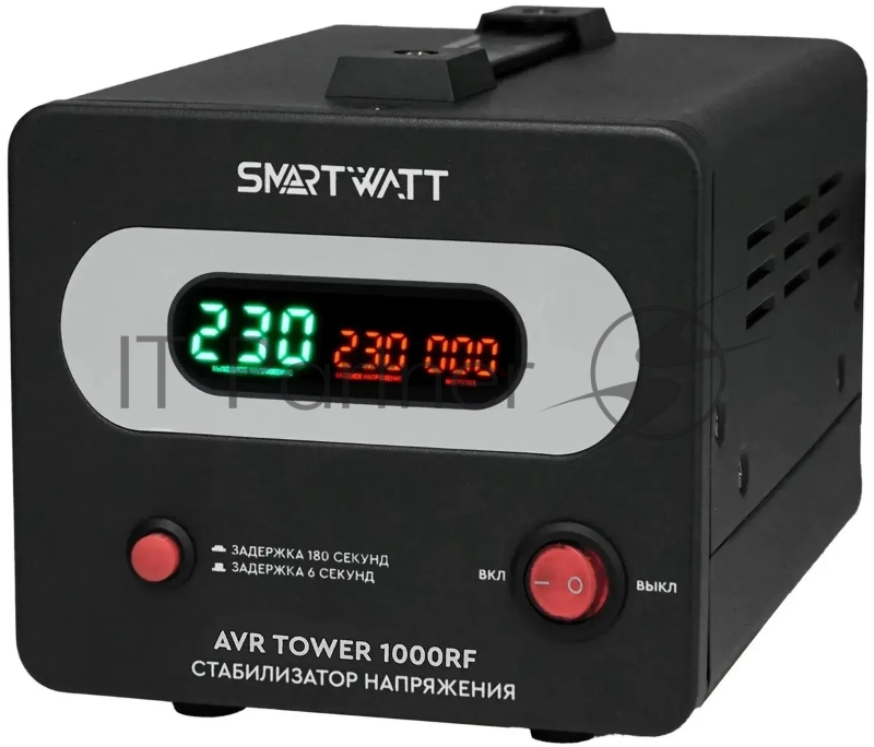 Напольный стабилизатор напряжения SMARTWATT AVR TOWER 1000RF (140W - 260W, 1000VA, 1 кВт, 50-60 Гц, розеток - 1, LED-дис