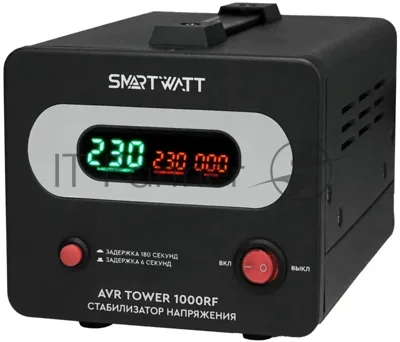 Напольный стабилизатор напряжения SMARTWATT AVR TOWER 1000RF (140W - 260W, 1000VA, 1 кВт, 50-60 Гц, розеток - 1, LED-дис