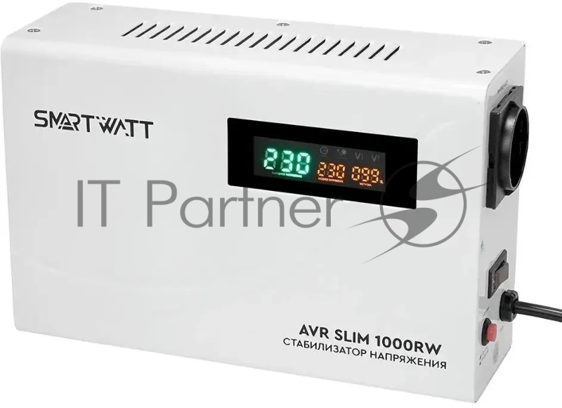 Настенный стабилизатор напряжения SMARTWATT AVR SLIM 1000RW (100W - 260W, 1000VA, 1 кВт, 50 Гц, розеток - 1, LED-дисплей