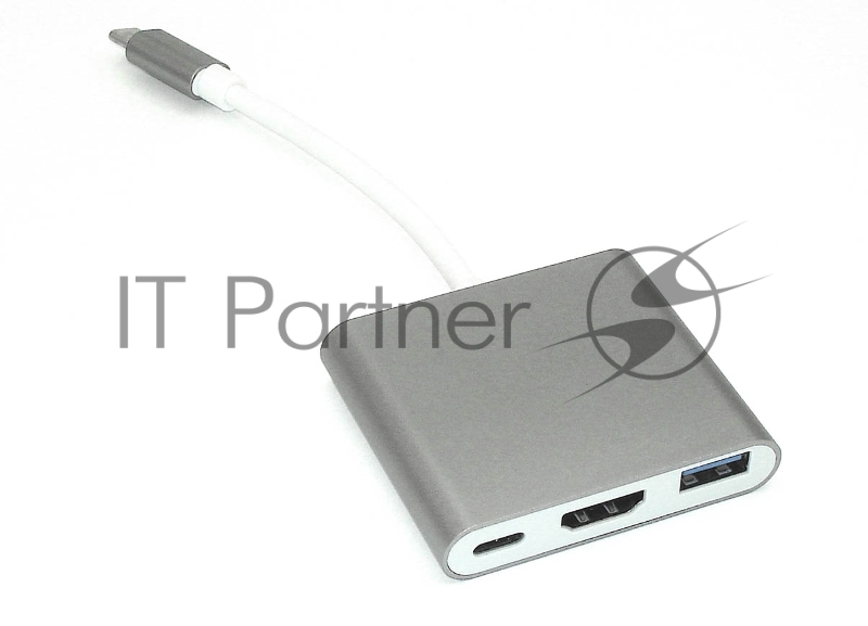 Адаптер Type-C на USB, HDMI 4K Type-С для MacBook, серый