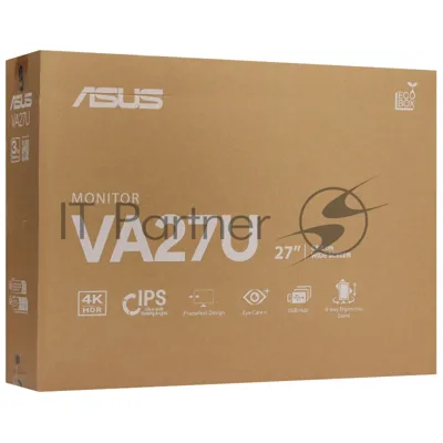 Монитор 27" ASUS Business VA27UQSB IPS 3840x2160, 60 Гц, 5 мс, 16:9, 350 кд/м², 2xHDMI, DisplayPort, Flicker Free, Low Blue Light, HDR10, черный