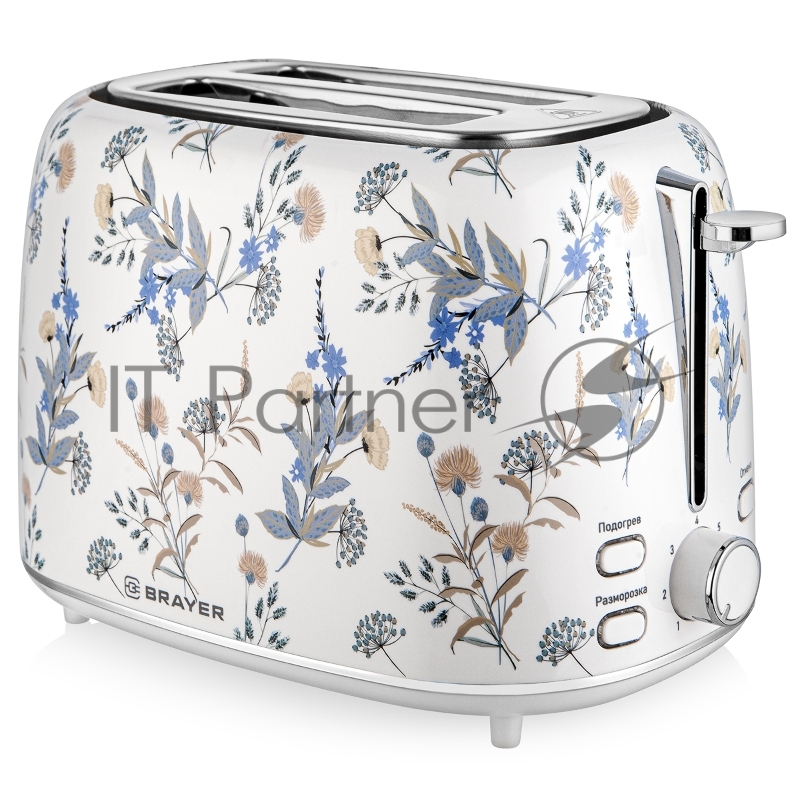 Тостер BRAYER BR2103 белый, 1080 Вт, 2 слота