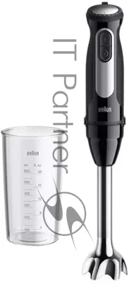 Блендер Braun MQ55001MBK, погружной, черный/серебристый