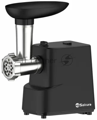 Мясорубка электрическая Sakura SA-6429BK черный, 1500 Вт, 0.9 кг/мин, реверс, защита от перегрузки, насадки - 4