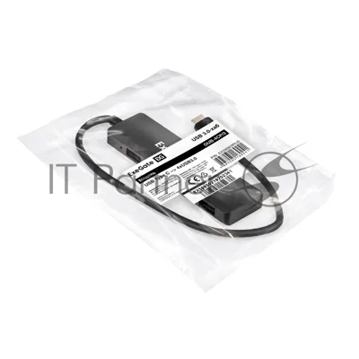 USB-концентратор 4-в-1 ExeGate DUB-4CP/3 (кабель-адаптер USB Type C --> 4xUSB3.0, Plug&Play, черный)