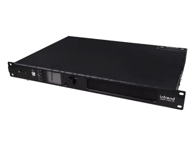 Усилитель Intrend ITAMP-4x500-TD четырехканальный, 4x500W/4Ом, 4x300W/8Ом, мостовой режим: 2x1000W/8Ом, 2x1000W/100V, 2x600W/70V, поддержка Dante, встроенный DSP