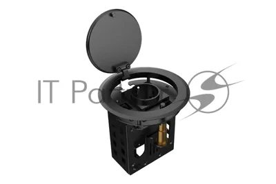 Лючок врезной в стол Wize Pro WRTS-RRTQ-B откидная алюм. крышка, розетка 220В -1 шт, 3 отверстия keystone для модулей WRTS-RR, черный
