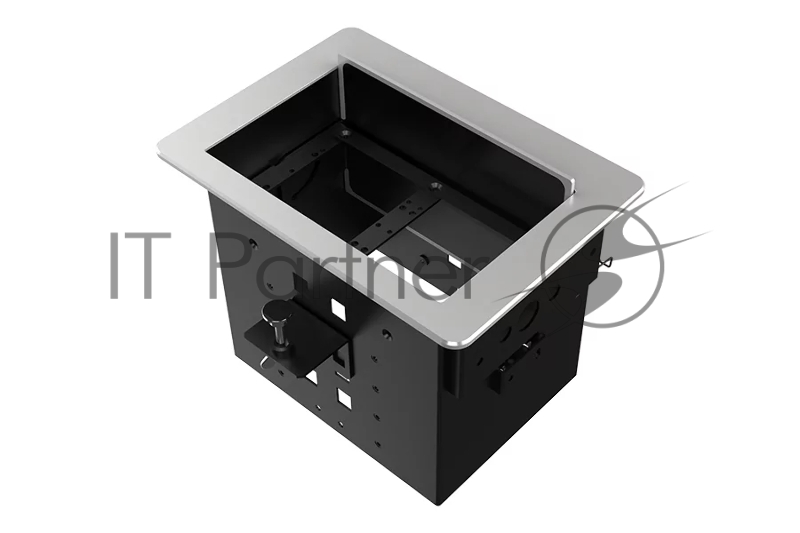 Прямоугольный металлический корпус Wize Pro WRTS-06BOX-S для модульной системы врезного лючка в стол с убирающейся крышкой для установки до 6 модулей-вставок, преустановленная рамка, серебристый