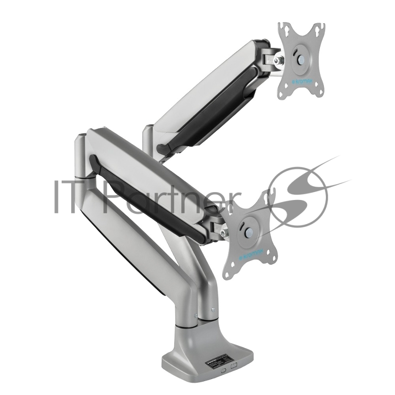 Кронштейн Kromax OFFICE-22 серебристый, 4 шт/уп. Кр. алюм. настол. для мон. 17"-35", max 2x15 кг, 6 ст св., нак. ±90°, пов. 360°, max VESA 100x100 мм.