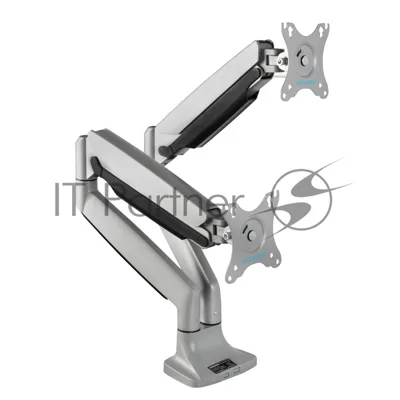 Кронштейн Kromax OFFICE-22 серебристый, 4 шт/уп. Кр. алюм. настол. для мон. 17"-35", max 2x15 кг, 6 ст св., нак. ±90°, пов. 360°, max VESA 100x100 мм.