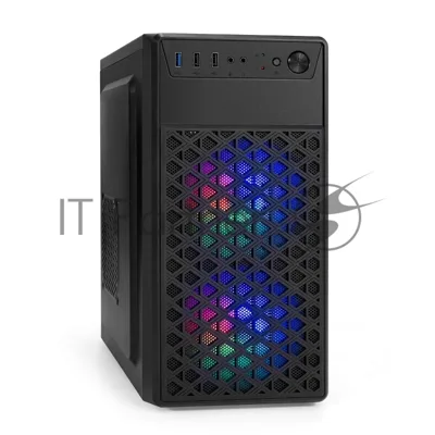 Компьютерный корпус Minitower ExeGate mEVO-7803-XP500 (mATX, БП XP500 с вент. 12см, 2*USB+1*USB 3.0, HD аудио, черный, 2 вент. 12см с RGb подсветкой)