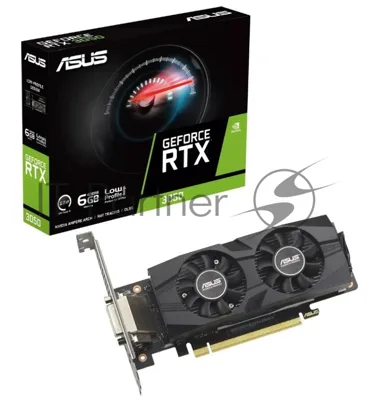 Видеокарта ASUS GeForce RTX 3050 LP BRK OC Edition, 6 GB GDDR6, 96 bit, DVI-D, DisplayPort, HDMI, GPU 1042 MHz