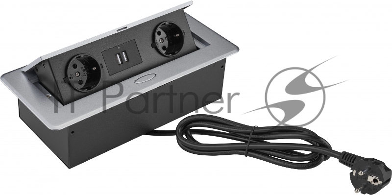 Розетка Cactus CS-SOCKET-EU/USBA-GY для столешницы серый