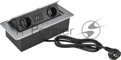 Розетка Cactus CS-SOCKET-EU/USBA-GY для столешницы серый
