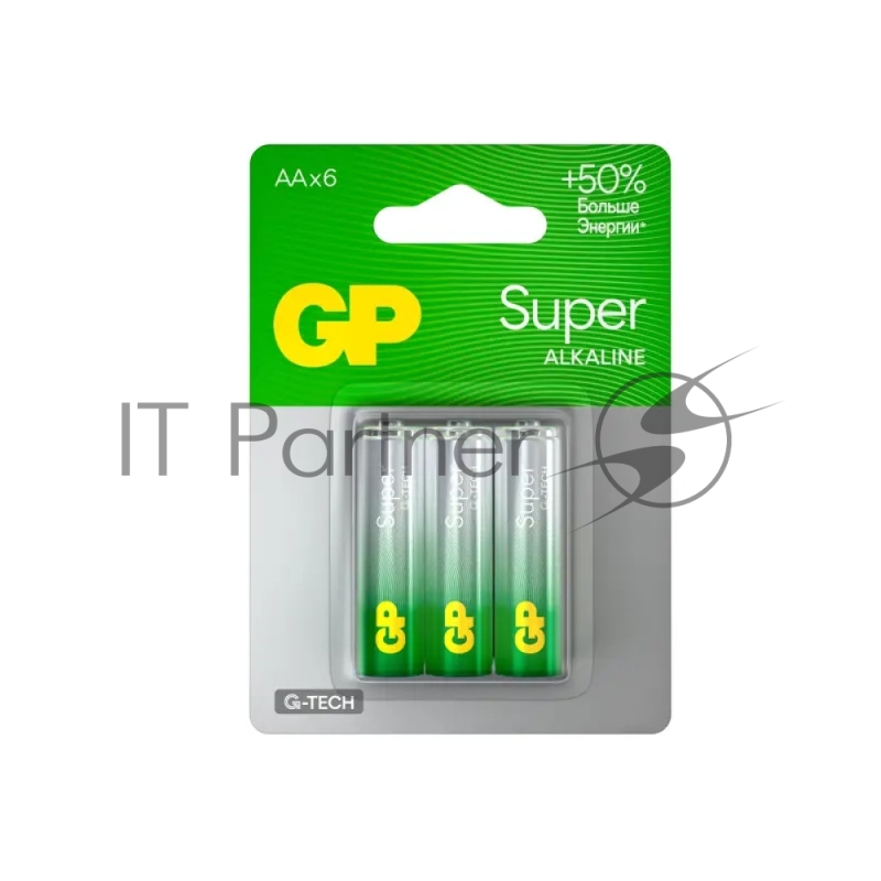 Алкалиновые батарейки GP Super Alkaline G-Tech 15А АA - 6 шт. на блистере