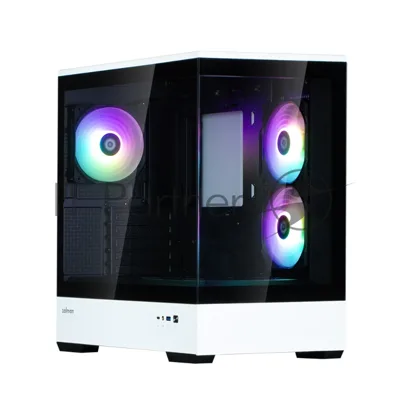 Компьютерный корпус ZALMAN P30 BW, MATX, BLACK/WHITE, WINDOW, 2x3.5", 3x2.5", 1xUSB TYPE-C, 1xUSB 3.0, SIDE 2x120мм ARGB, REAR 1x120мм ARGB