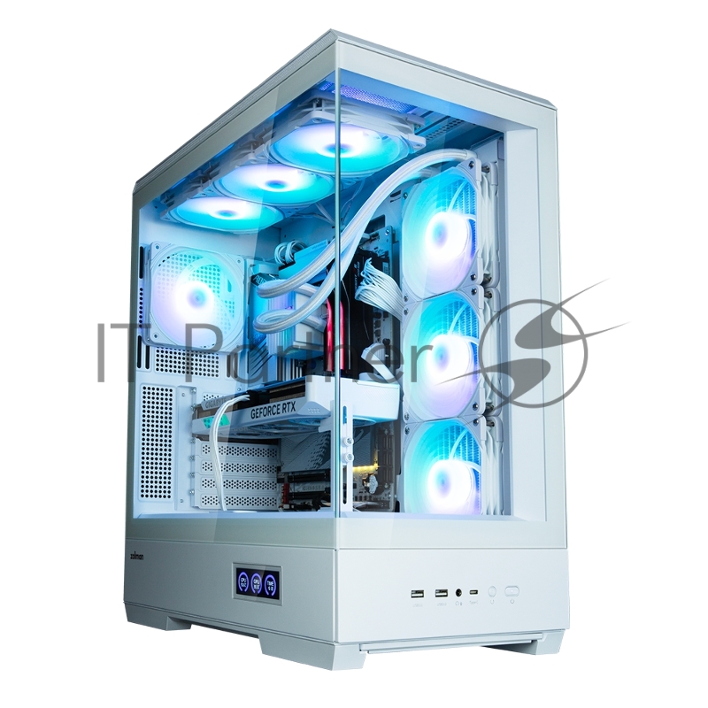 Компьютерный корпус ZALMAN P50 DS, ATX, WHITE, WINDOW, 2x3.5", 3x2.5", 1xUSB TYPE-C, 2xUSB 3.0, SIDE 3x120мм ARGb, REAR 1x120мм ARGb
