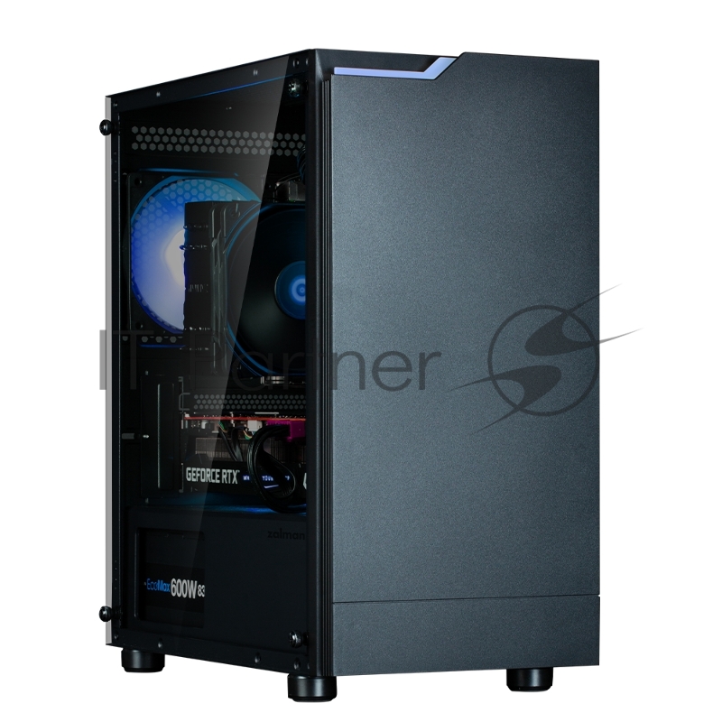 Компьютерный корпус ZALMAN T4 PLUS, MATX, черный, WINDOW, 1 x Combo (3.5'' or 2.5''), 1x3.5'', 2x2.5", 1xUSB 2.0, 2xUSB 3.0, REAR 1x120мм ARGb