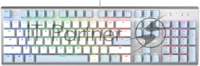 Клавиатура проводная A4Tech Fstyler FS100 Neon, USB, синий/белый