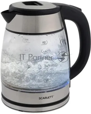 Чайник электрический Scarlett SC-EK27G40, 1800Вт, 1.8л, серебристый/черный