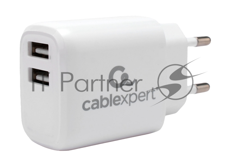 Сетевое зарядное устройство Cablexpert MP3A-PC-58, 10.5Вт, 2.1А, 2хUSB, белый, пакет