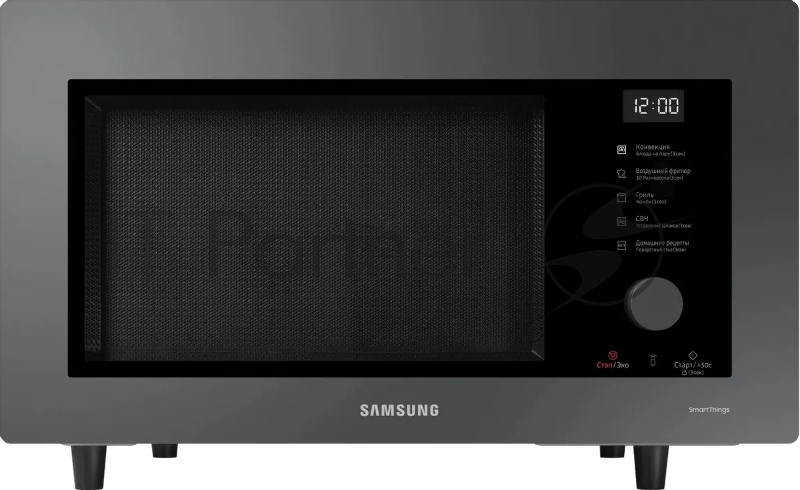 Микроволновая печь Samsung MC32DB7746KC/BW антрацит, 32 л, 1400 Вт, переключатели - сенсор, поворотный механизм