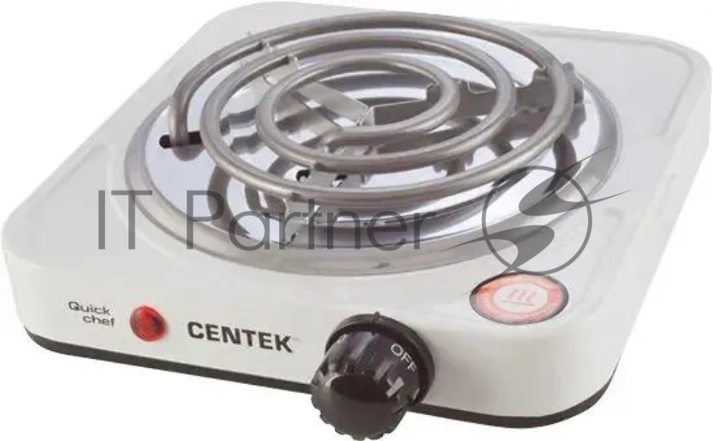 Плита настольная электрическая Centek CT-1508 белый, 1 кВт, ТЭН, конфорки - 1, эмаль, поворотные переключатели