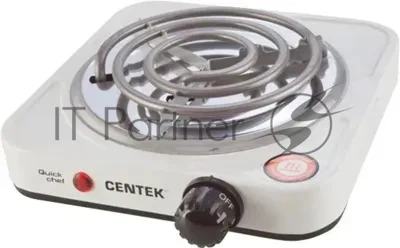 Плита настольная электрическая Centek CT-1508 белый, 1 кВт, ТЭН, конфорки - 1, эмаль, поворотные переключатели