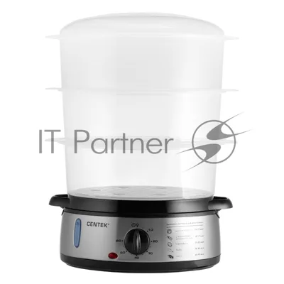 Пароварка Centek CT-1457 серебристый, 9 л, ярусы - 3, 800 Вт, механическое