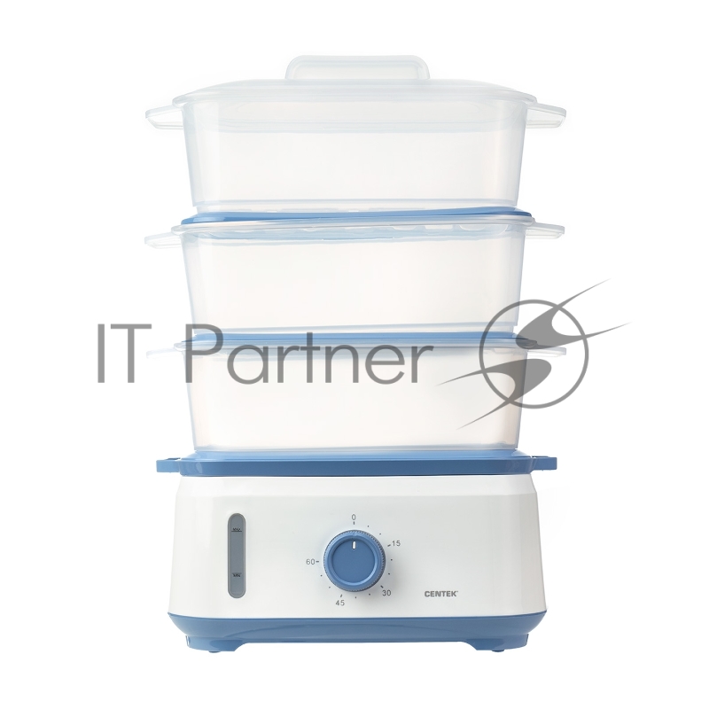 Пароварка Centek CT-1462 белый, 9 л, ярусы - 3, 1050 Вт, механическое