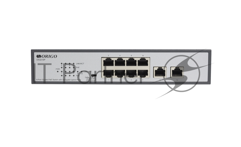 Коммутатор ORIGO OS2210P/120W/A1A, 8×1 Гбит/с PoE + 2×1 Гбит/с, неуправляемый