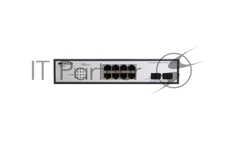 Коммутатор ORIGO OS2210FP/120W/A1A, 8×1 Гбит/с PoE + 2×1 Гбит/с SFP, неуправляемый