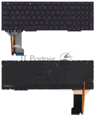Клавиатура для ноутбука Asus FX553VE черная с красной подсветкой