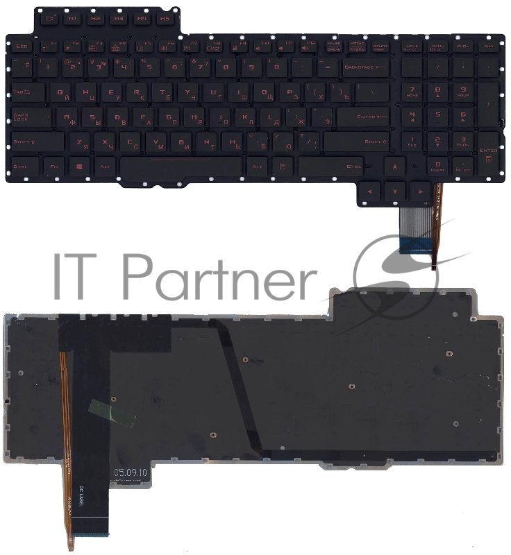 Клавиатура для ноутбука Asus ROG G752 G752VL G752VS черная без рамки, красная подсветка